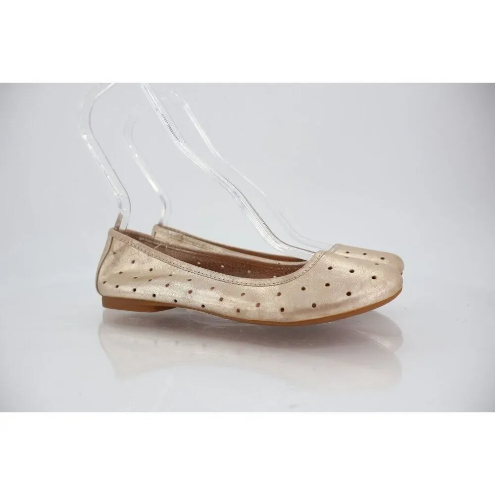 KORK-EASE Nessa Ballet Flat Round Toe Women's 7.5 Gold Leather Comfort Shoes